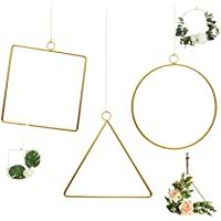 JUNICON Jun - Juego de 3 marcos redondos de metal con acabado dorado para arreglo de flores- manualidades- anillos de…